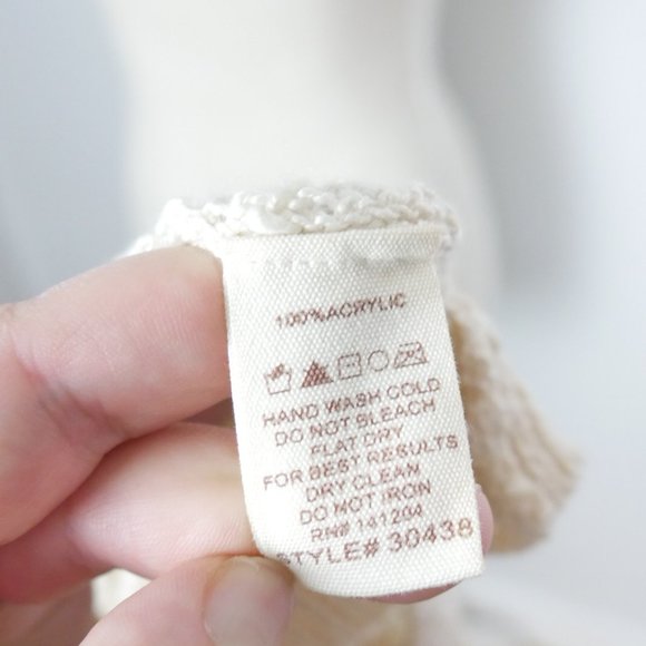 Hem & Thread Tan Cream Wrap Top Balletcore Long Sleeve Open Knit Sweater Medium - Picture 4 of 11